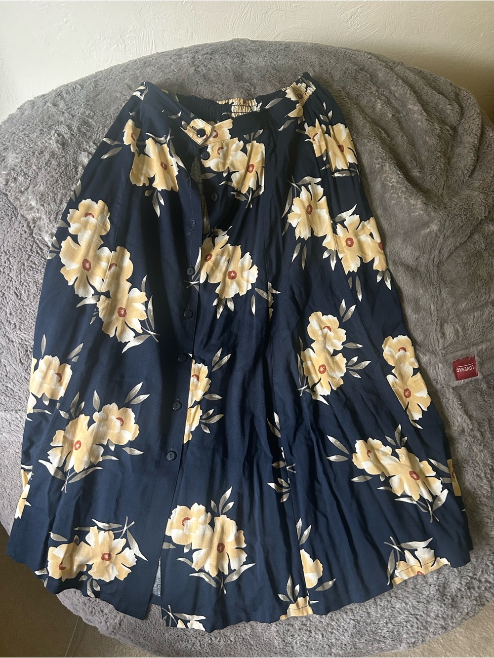Sag Harbor Navy Floral Button-Front Skirt